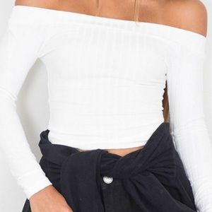Sexy off-shoulder ribbed top